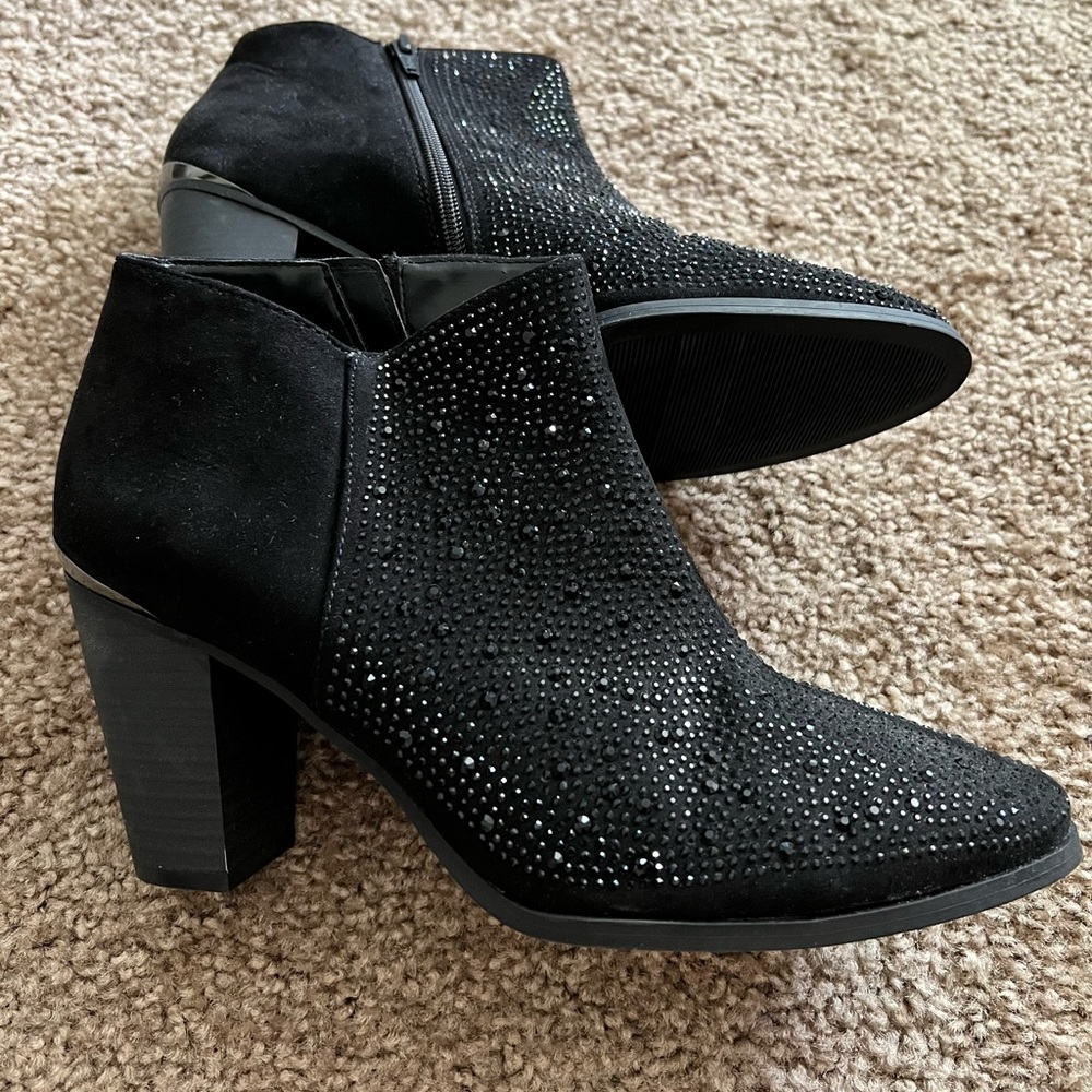 Jennifer Lopez black sparkle ankle boots